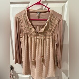 Buckle Blush and Cream Boho Blouse